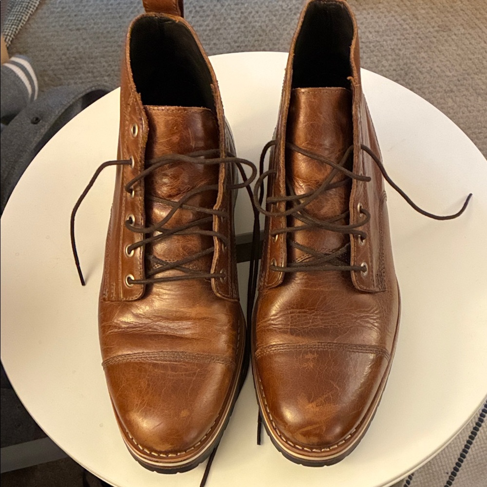 Helm Brown Leather Men's lace up Boots - Picture 3 of 7
